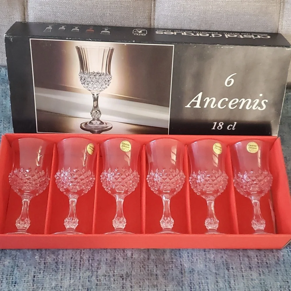 6 Cristal D'Arques Crystal Wine Glasses 18cl Size